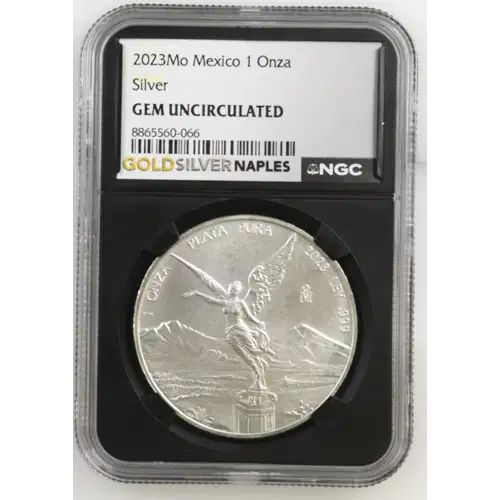 2023Mo - 1oz Libertad Silver Coin - Mexico 1 Onza - NGC GEM UNC. (S14-B6)